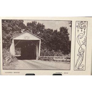 Covered Bridge Everett Ohio Summit County Postcards Black White Photo Vintage